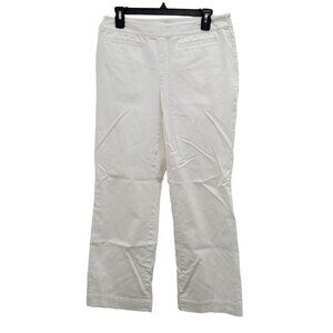 Sigrid Olsen Women's White Side‎ Zip Stretch Flat Front Straight Leg Khakis Sz 8